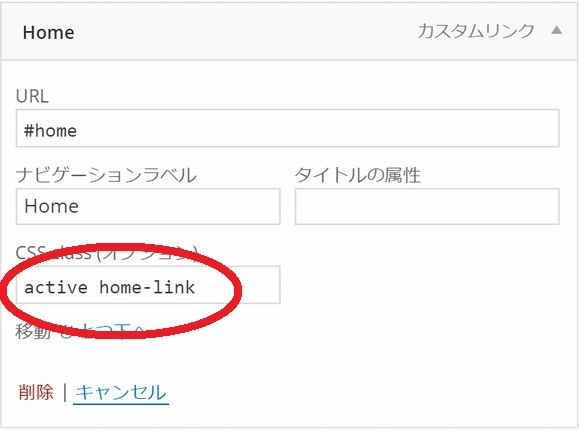 Css class(オプション)を入力する